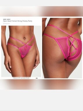 Victoria's secret very sexy fishnet string cheeky panty LARGE PINK